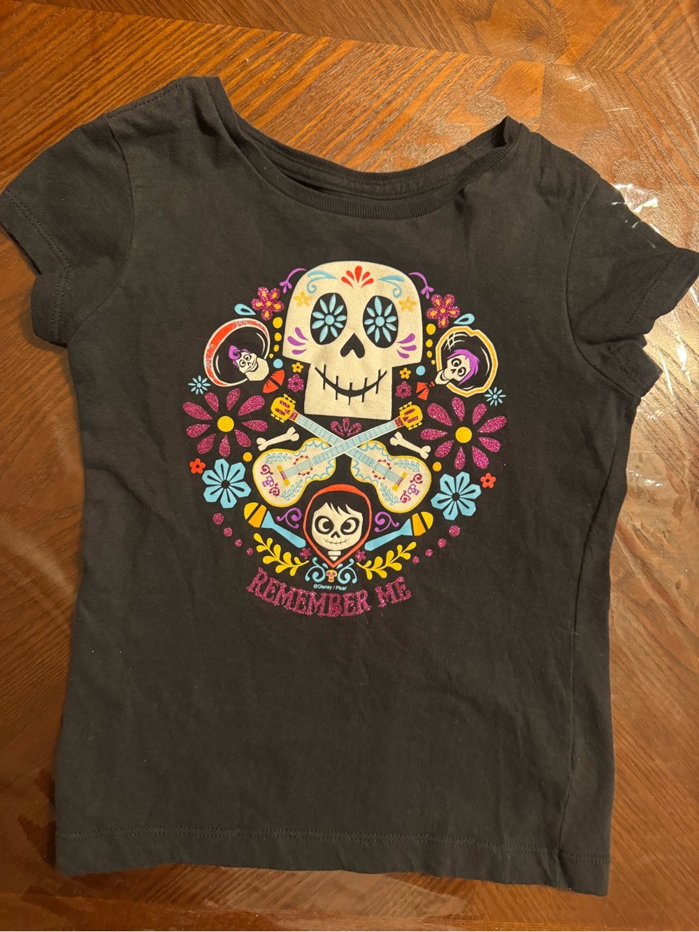 Disney Girls S(5/6) Black Day of the Dead 'Remember Me' Graphic Tee